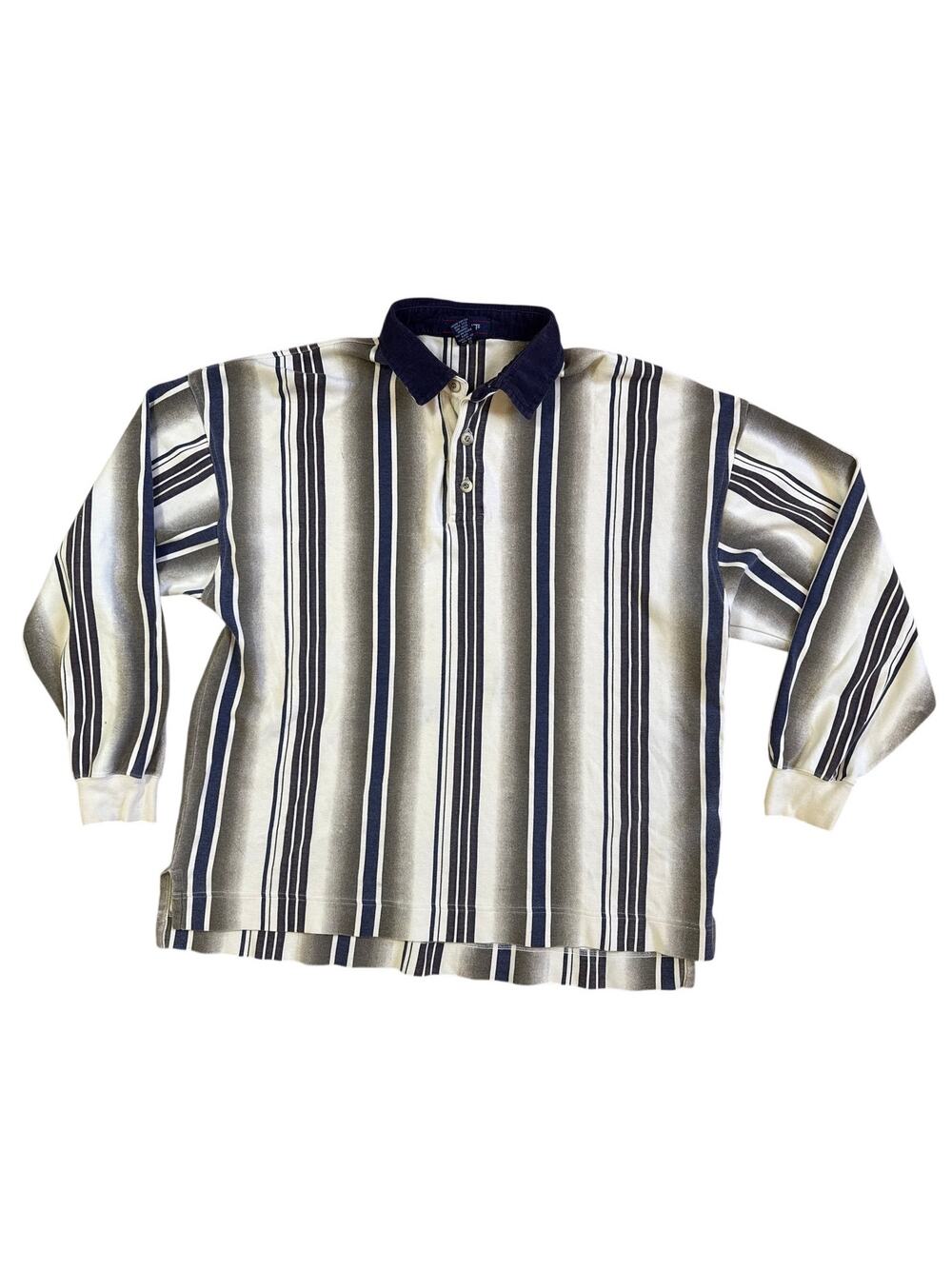 Gant Vintage Striped Polo with Corduroy Collar Size XL XLarge